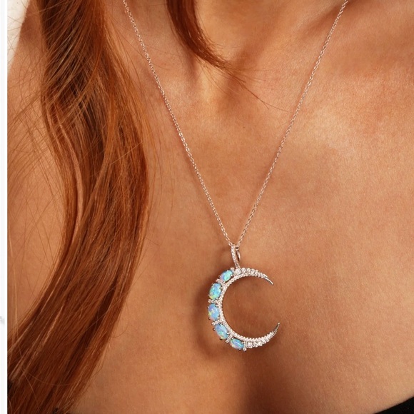 Melinda Maria She’s an Icon / silver, and blue oval necklace NWT - Picture 2 of 8